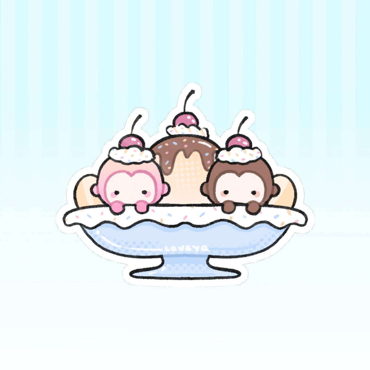 Peaches & Patches Banana Split Sticker 3”