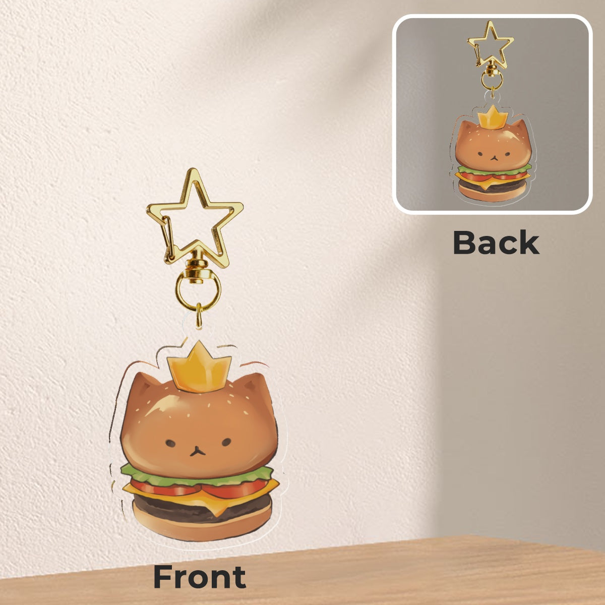 Cat burger keychain