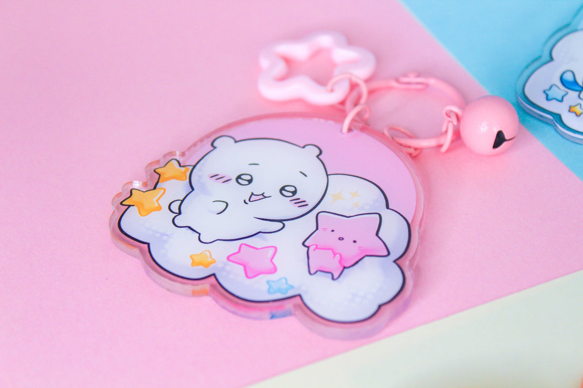 Cute Hamster + Bibi the starbab Acrylic Keychain
