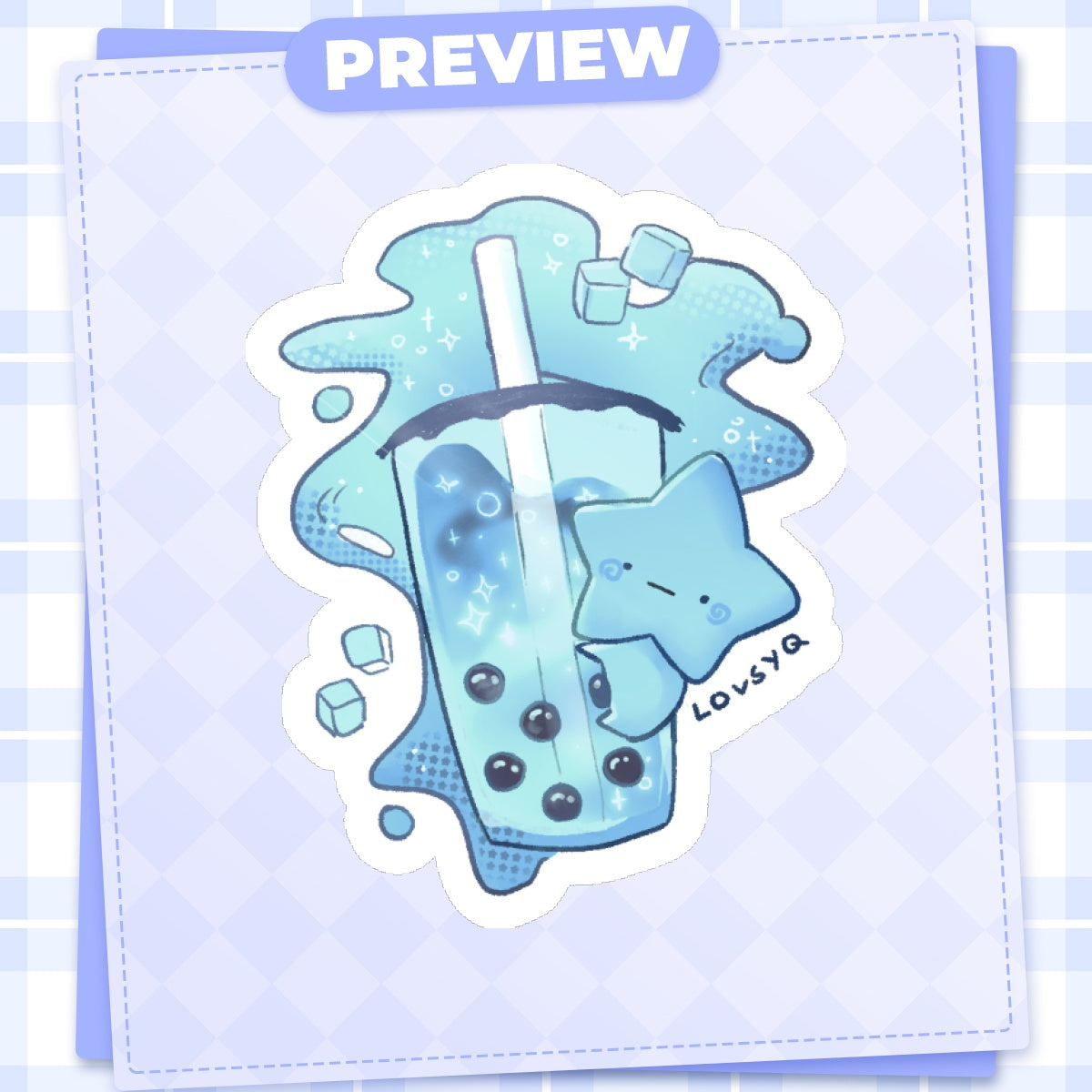 Blu Slush Boba Sticker