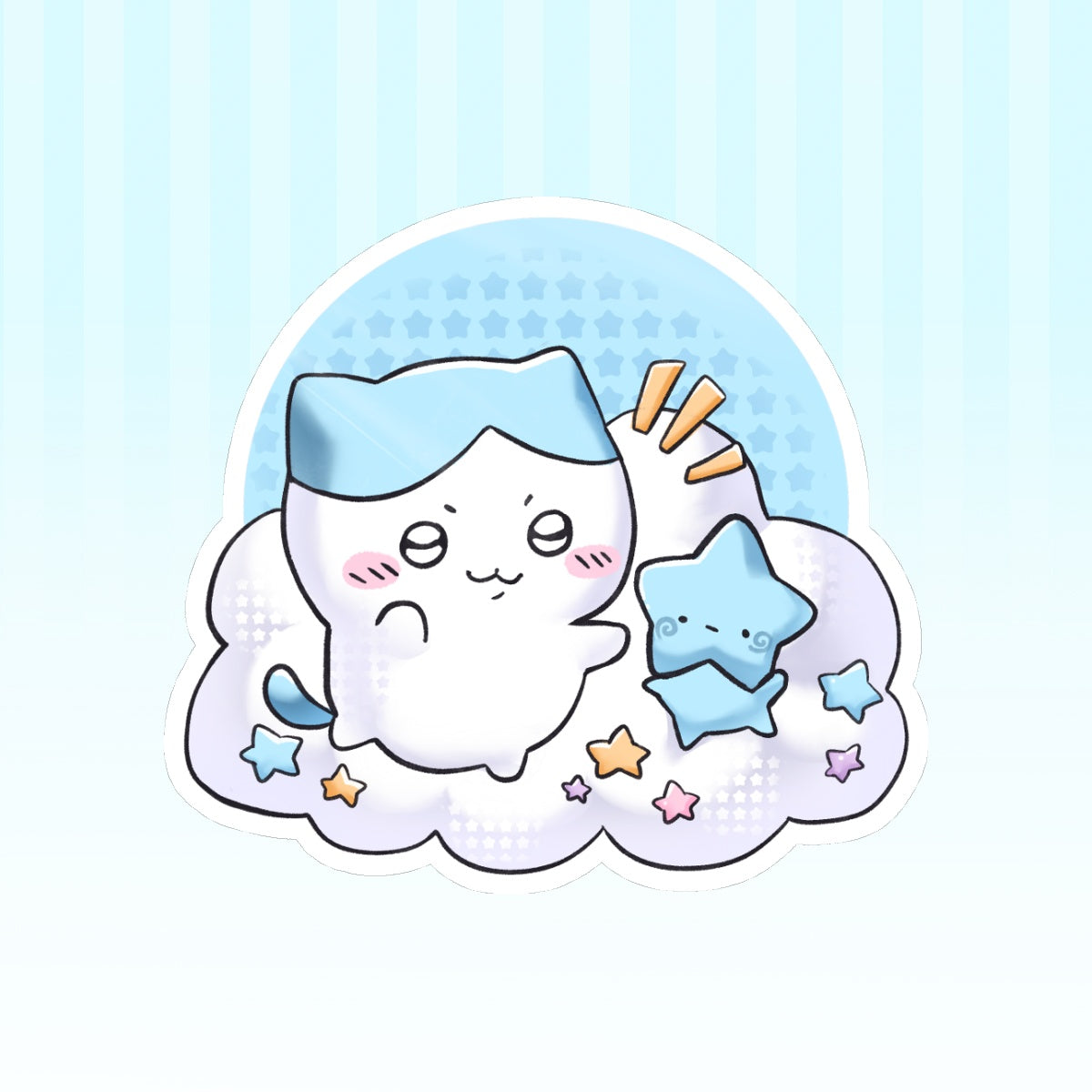 Cute Blue Cat + Blu Sticker 3"