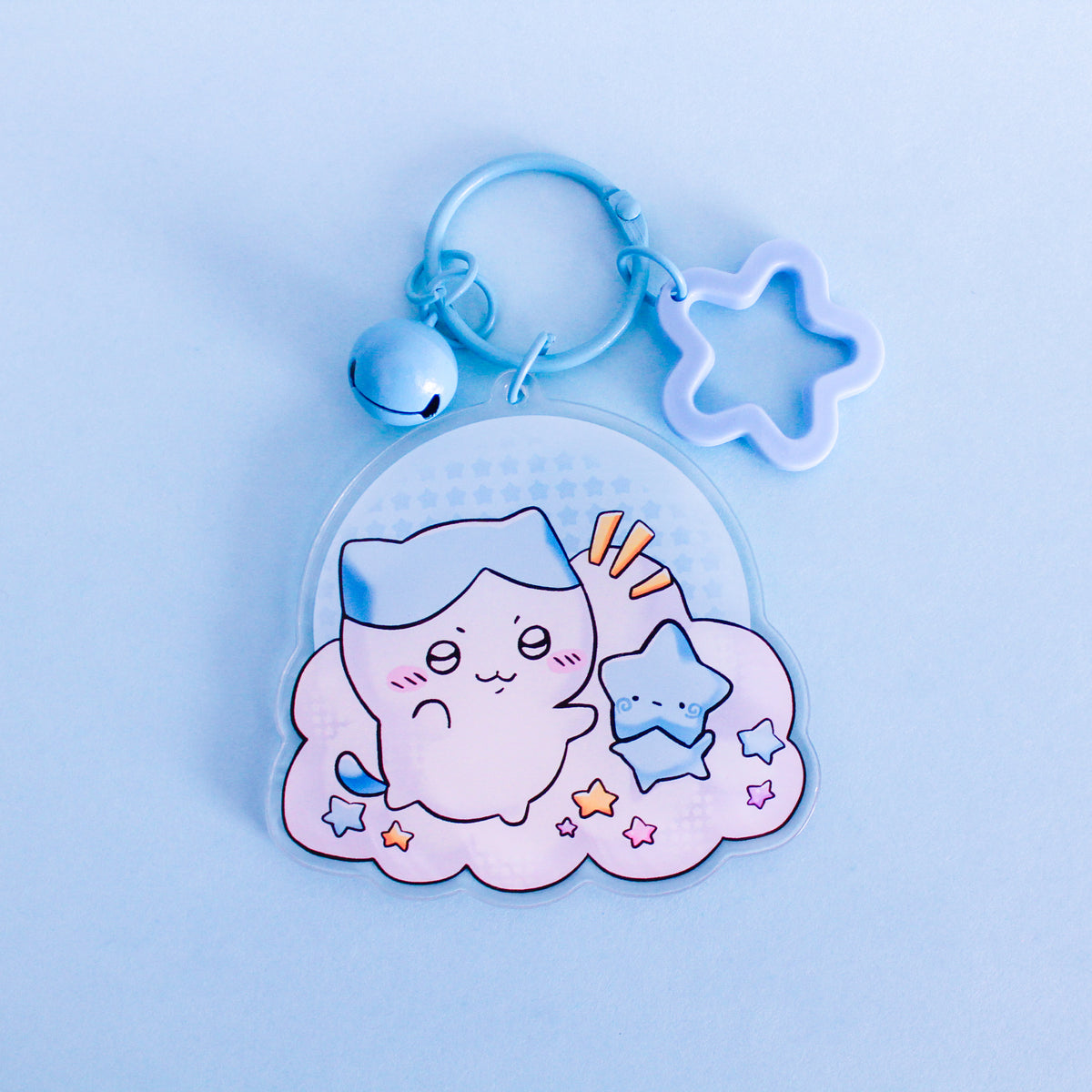 Cute Blue Cat + Blu the Starbab Acrylic Keychain