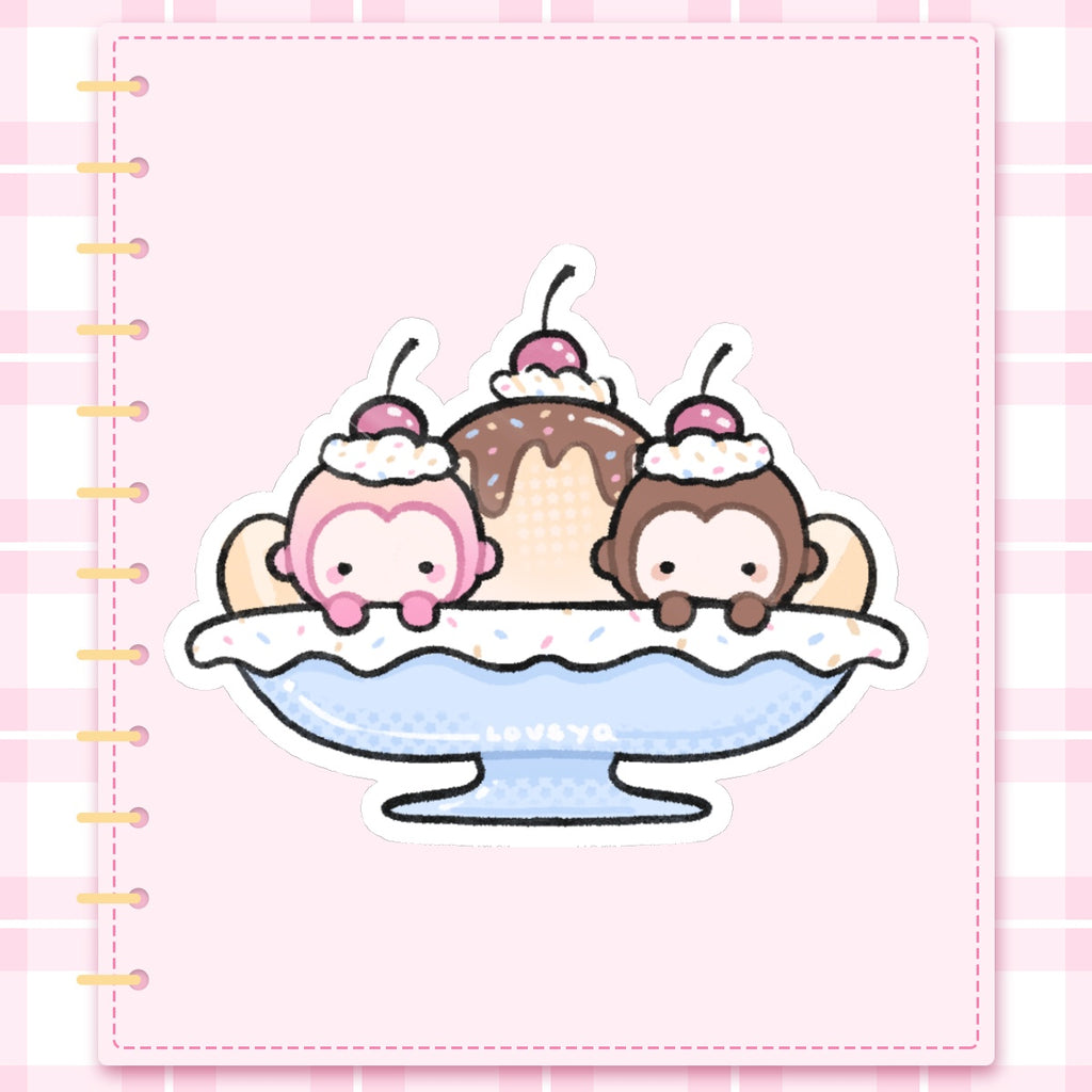 Peaches & Patches Banana Split Sticker 3”