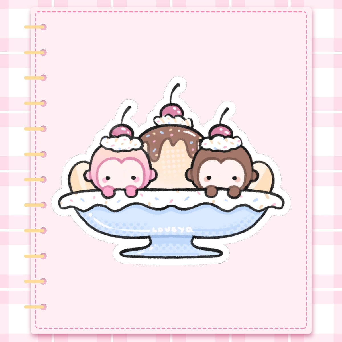 Peaches & Patches Banana Split Sticker 3”