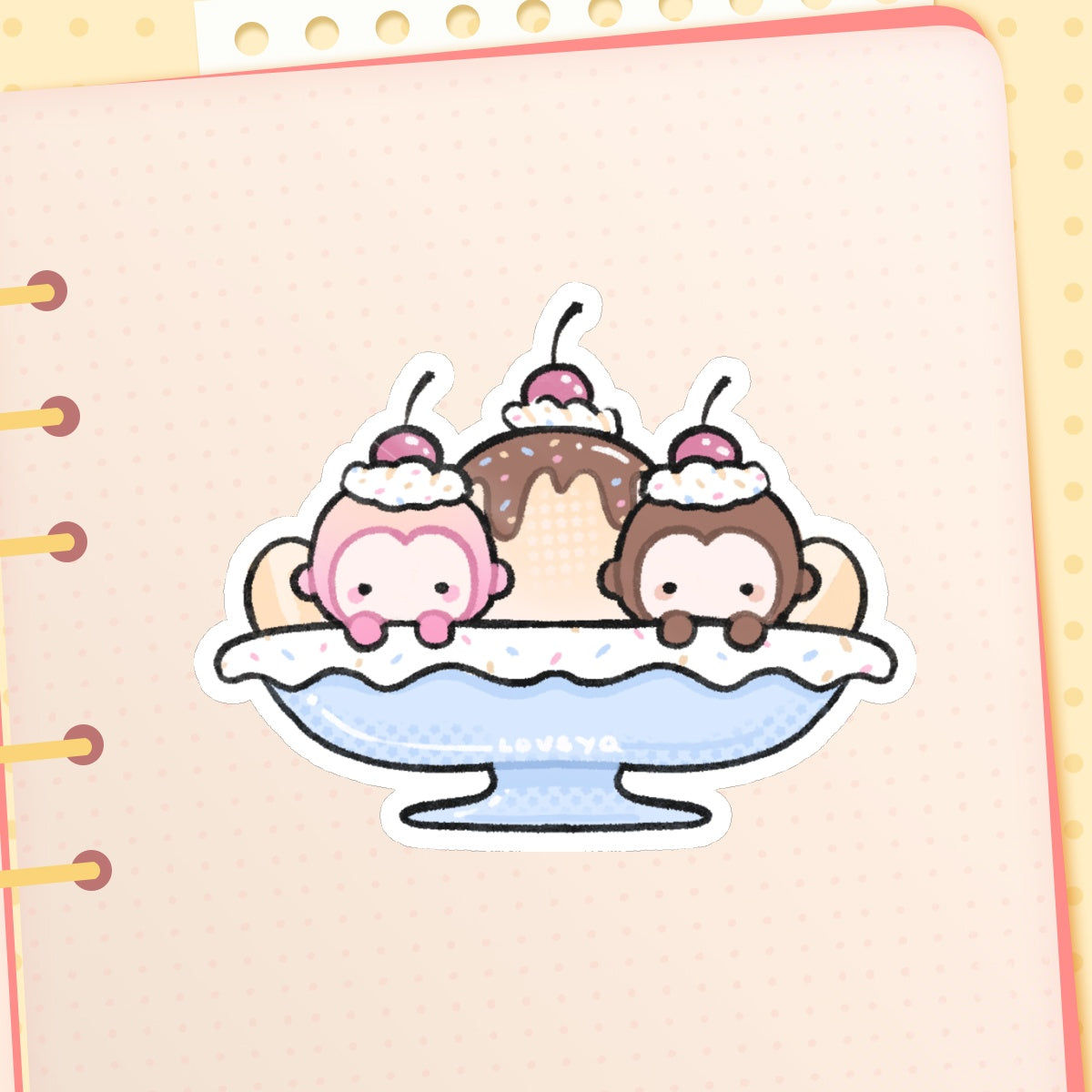 Peaches & Patches Banana Split Sticker 3”
