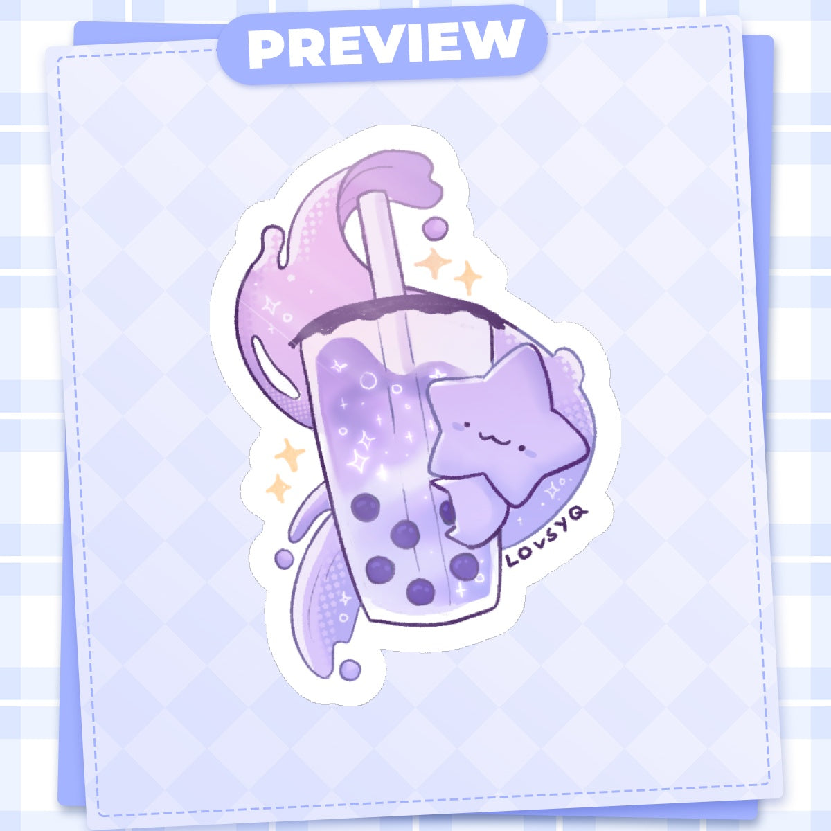 Silly Taro Boba Sticker