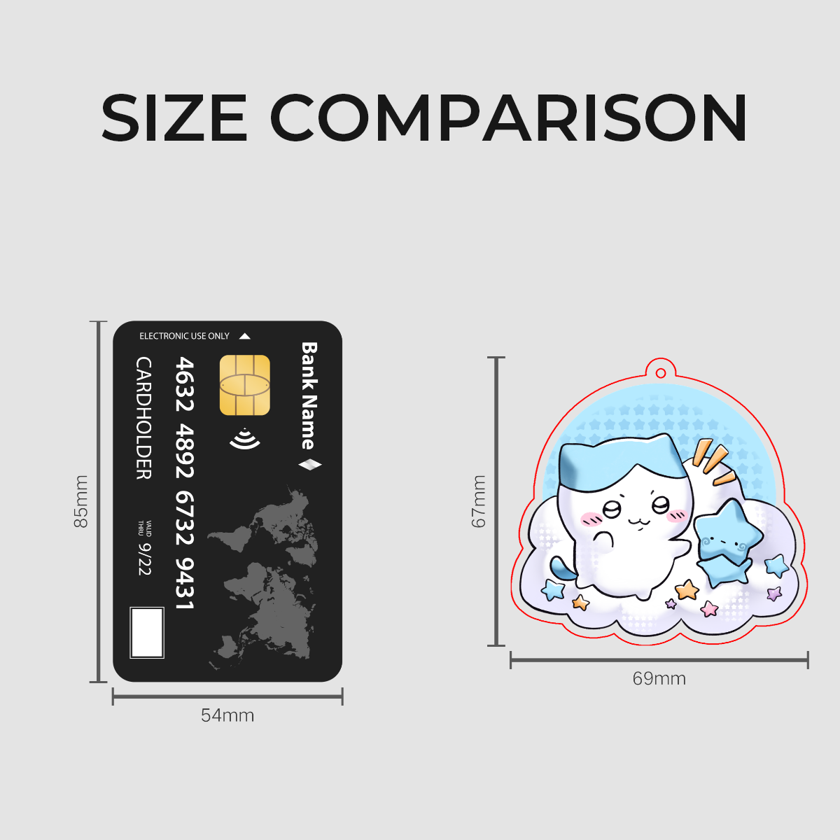 Cute Blue Cat + Blu the Starbab Acrylic Keychain